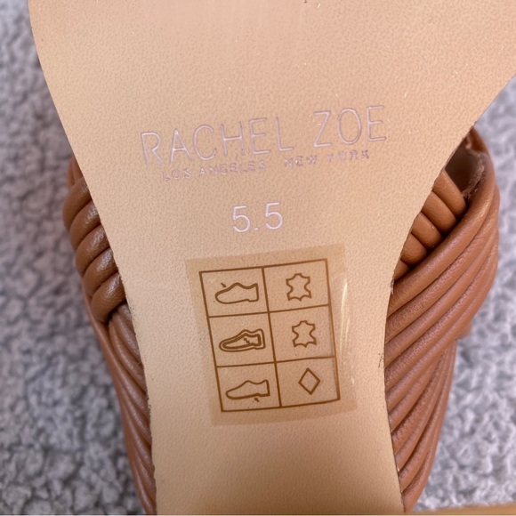 Rachel Zoe Tara Peep Toe Mule Heeled Sandal in Cognac Sz 5.5 - Picture 11 of 12